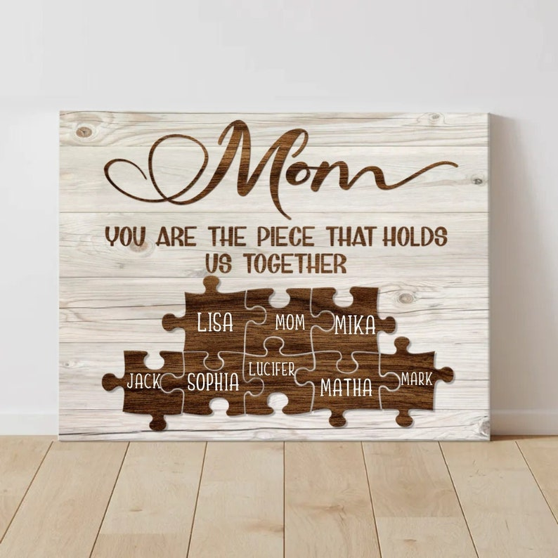 Personalized Mom Puzzle Piece Canvas, Mother's Day Gift