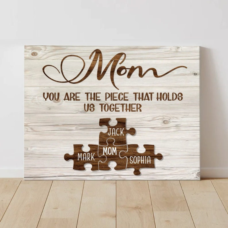 Personalized Mom Puzzle Piece Canvas, Mother's Day Gift