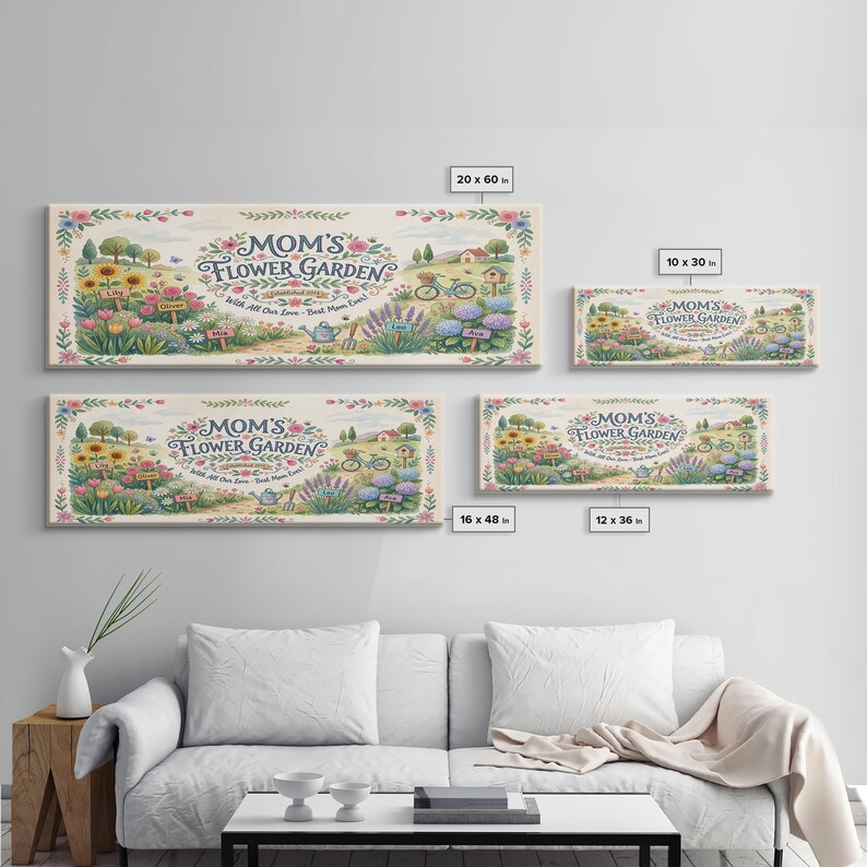 Personalized Mother's Day Sign Floral Mom Name Wall Art, Framed Canvas Print, Mothers Day Flower Art, Gift for Mom, Mothers Day Gift Ideas