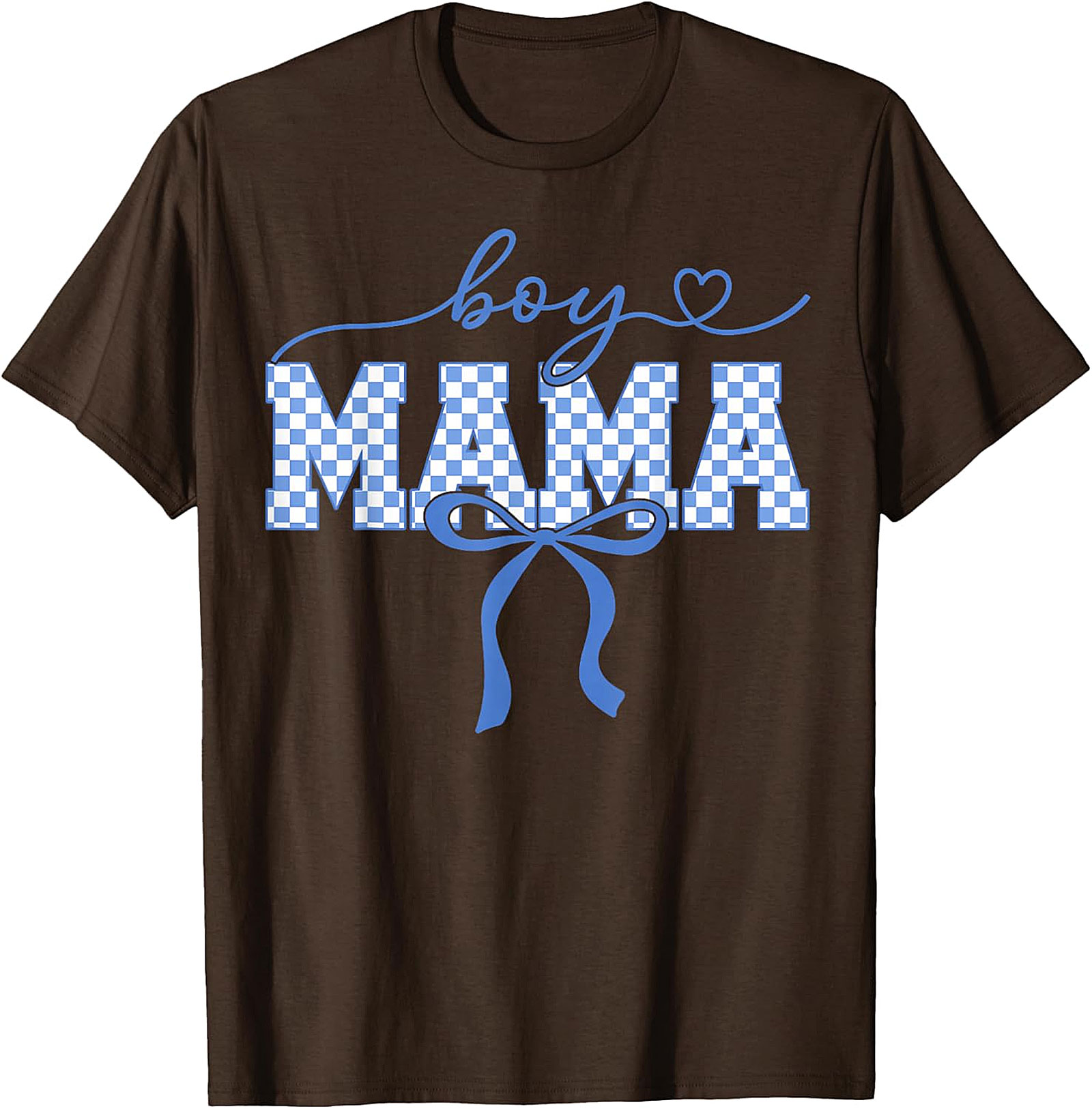  Boy Mama Graphic Tee Trendy Blue Checkered Bow Unisex Shirt
