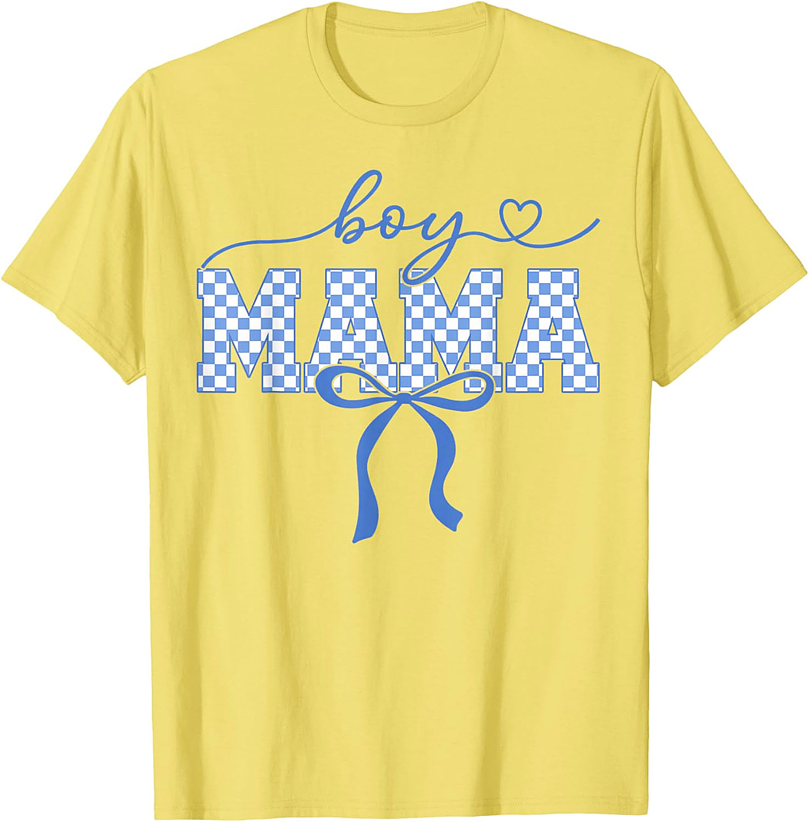  Boy Mama Graphic Tee Trendy Blue Checkered Bow Unisex Shirt