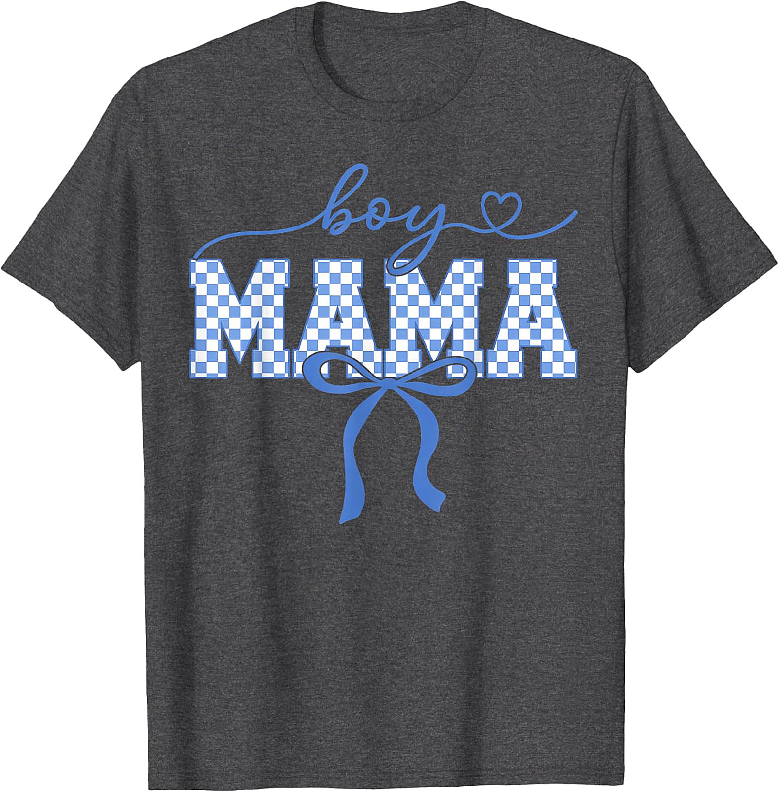  Boy Mama Graphic Tee Trendy Blue Checkered Bow Unisex Shirt