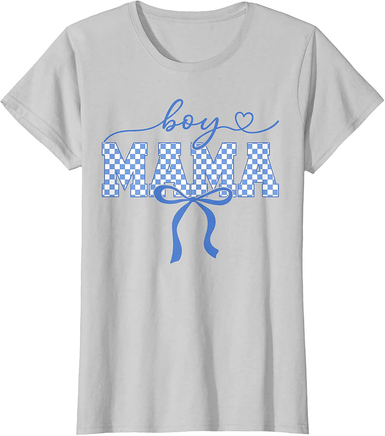  Boy Mama Graphic Tee Trendy Blue Checkered Bow Unisex Shirt
