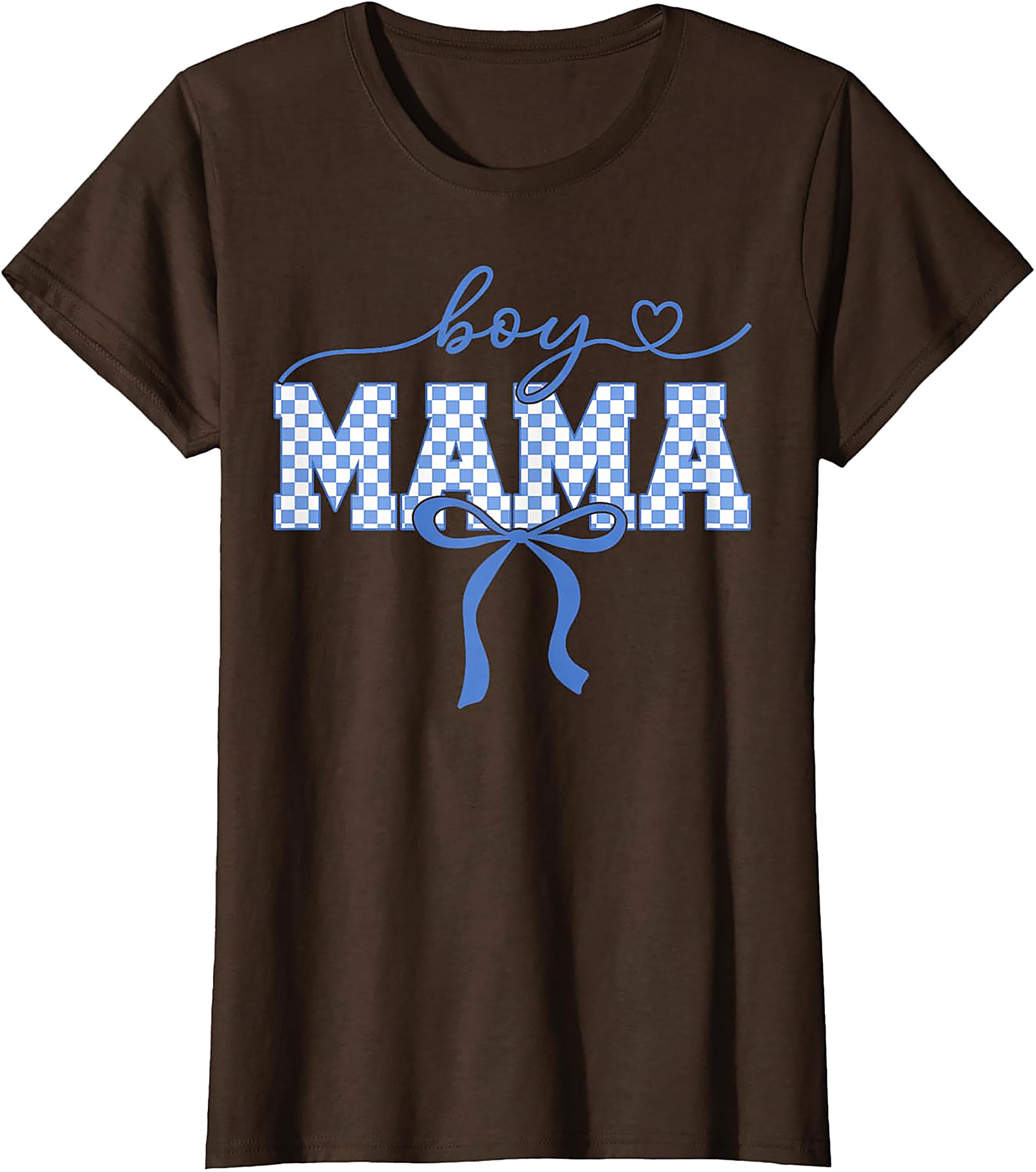  Boy Mama Graphic Tee Trendy Blue Checkered Bow Unisex Shirt