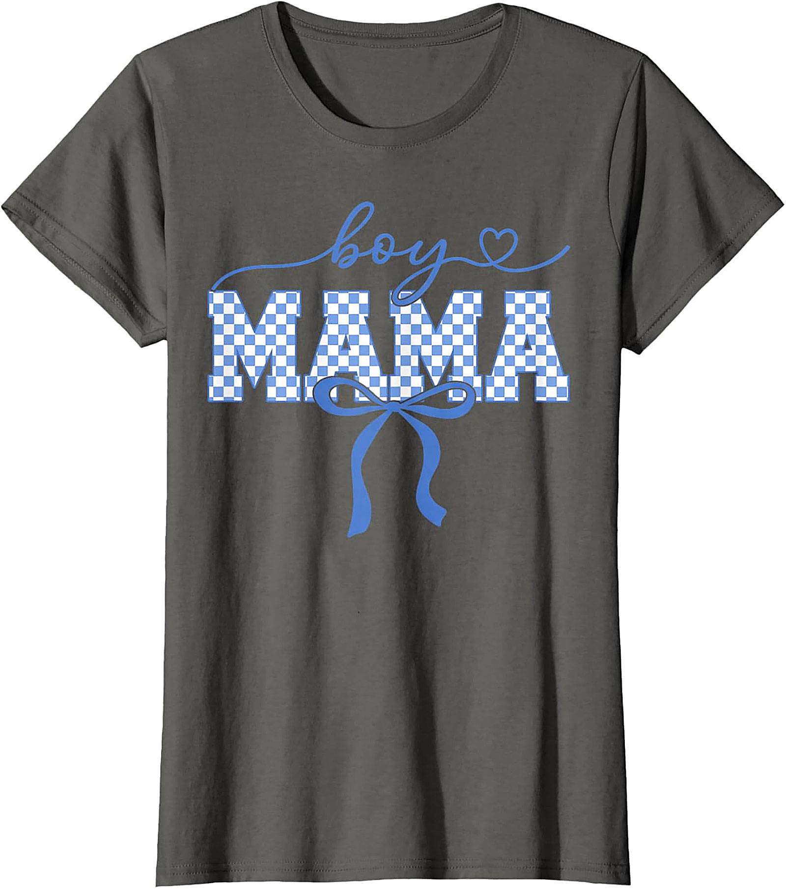  Boy Mama Graphic Tee Trendy Blue Checkered Bow Unisex Shirt
