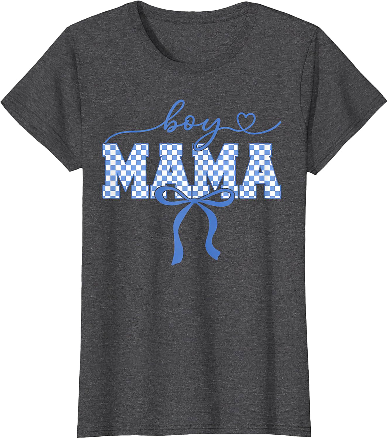  Boy Mama Graphic Tee Trendy Blue Checkered Bow Unisex Shirt