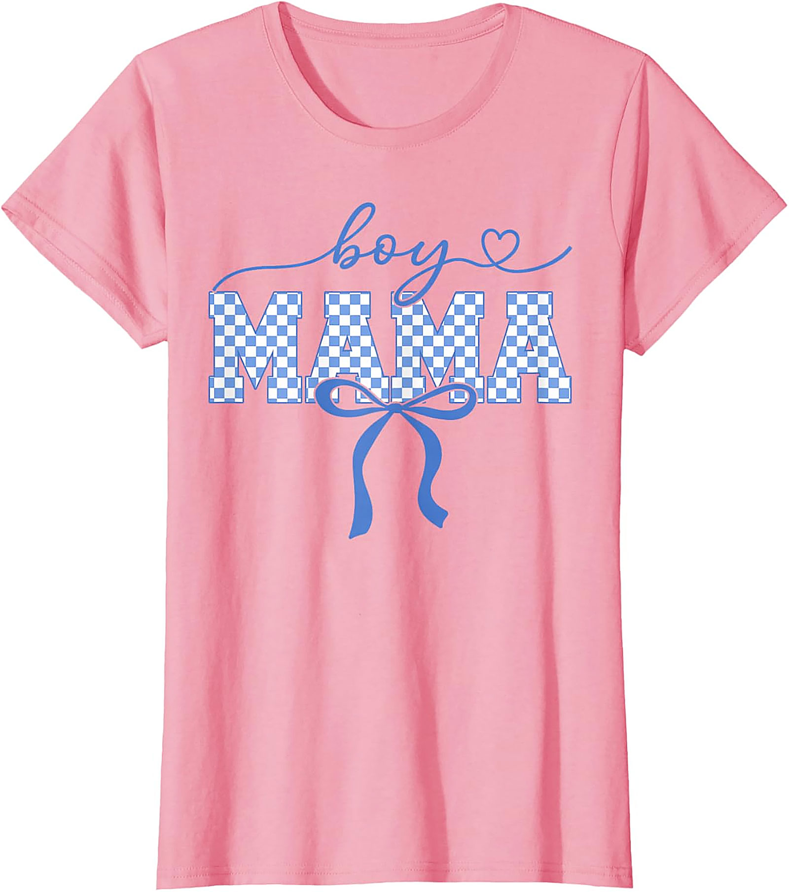  Boy Mama Graphic Tee Trendy Blue Checkered Bow Unisex Shirt