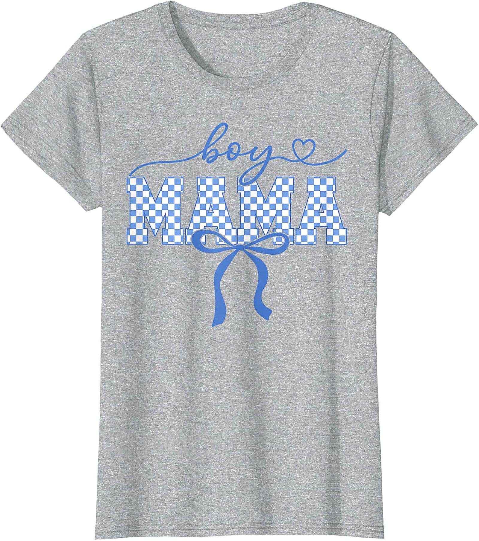  Boy Mama Graphic Tee Trendy Blue Checkered Bow Unisex Shirt