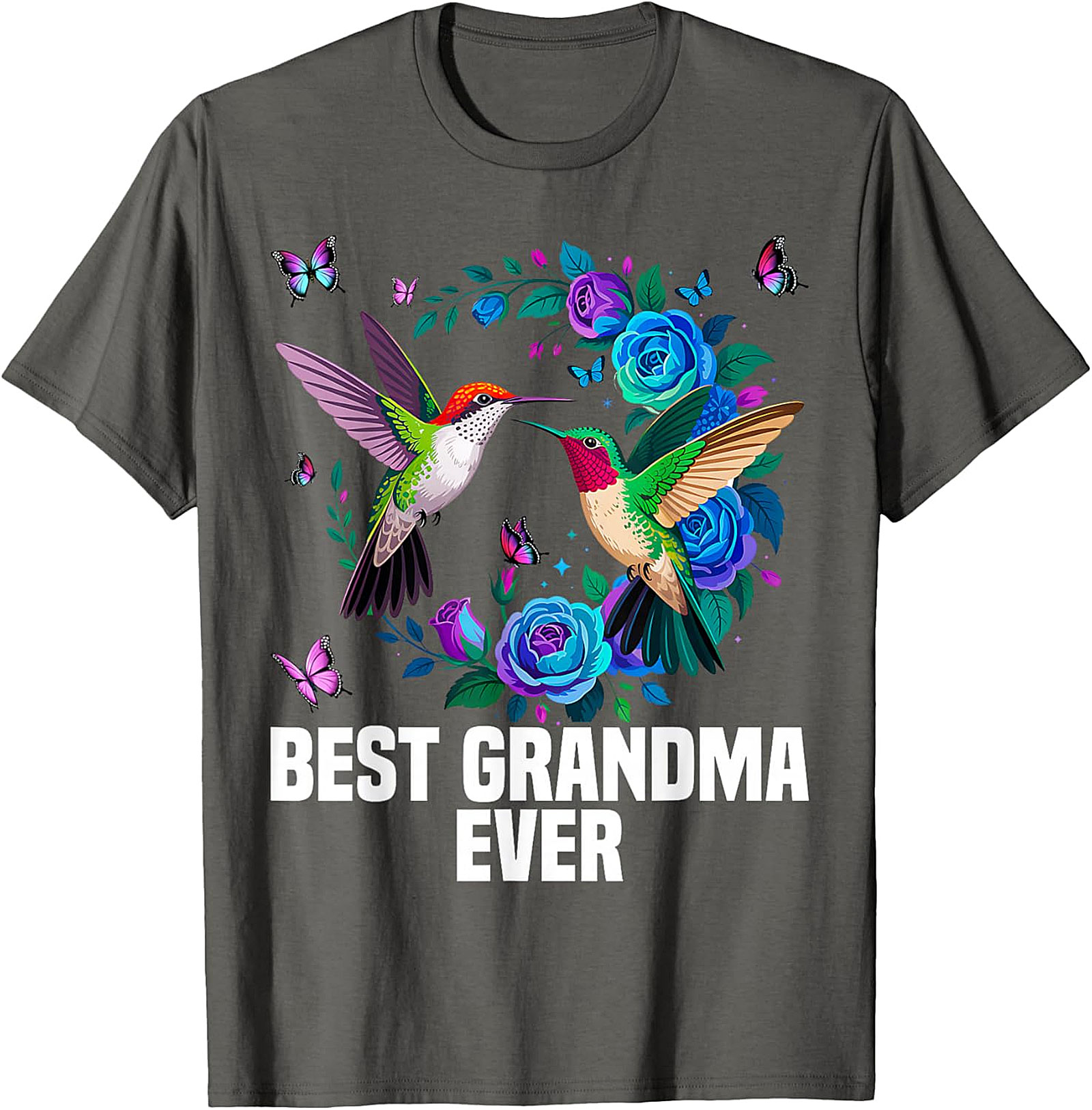 Best Grandma Ever Hummingbird T-shirt - Floral Graphic Tee