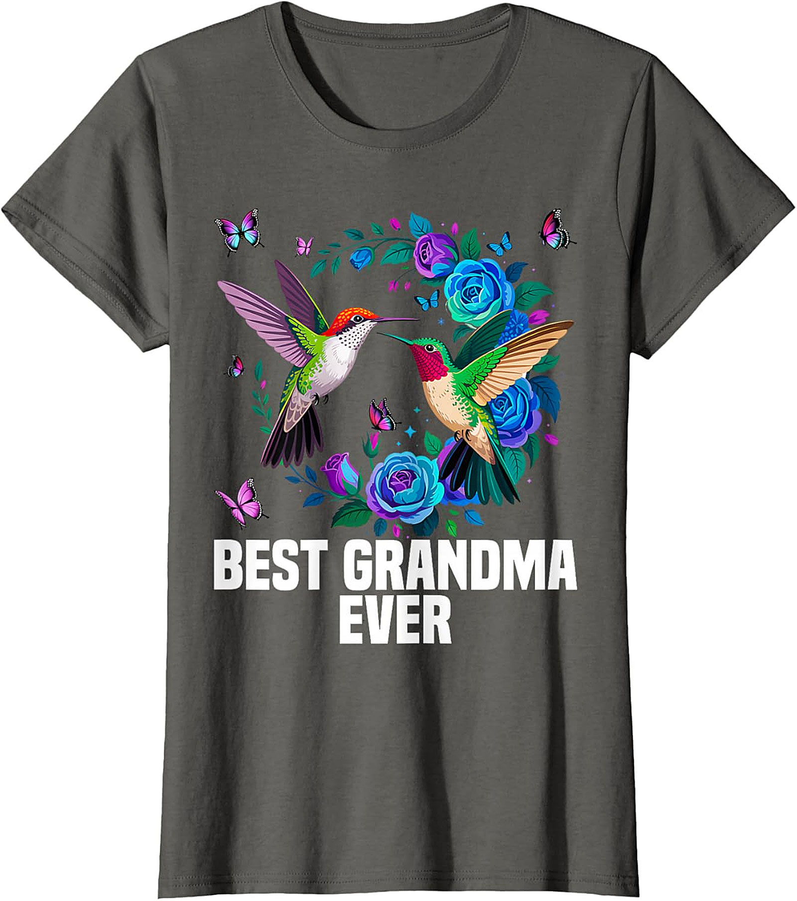 Best Grandma Ever Hummingbird T-shirt - Floral Graphic Tee