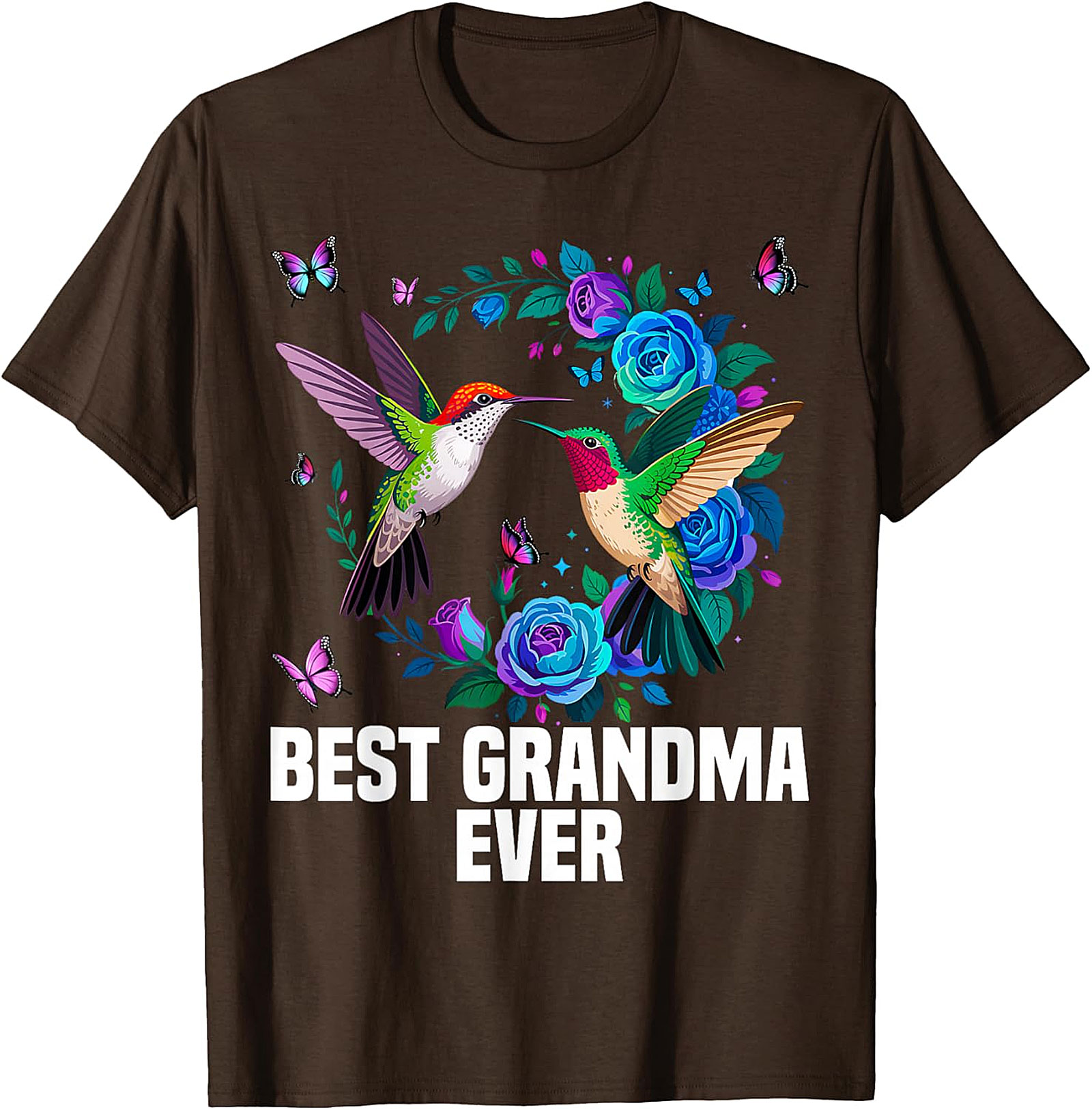 Best Grandma Ever Hummingbird T-shirt - Floral Graphic Tee