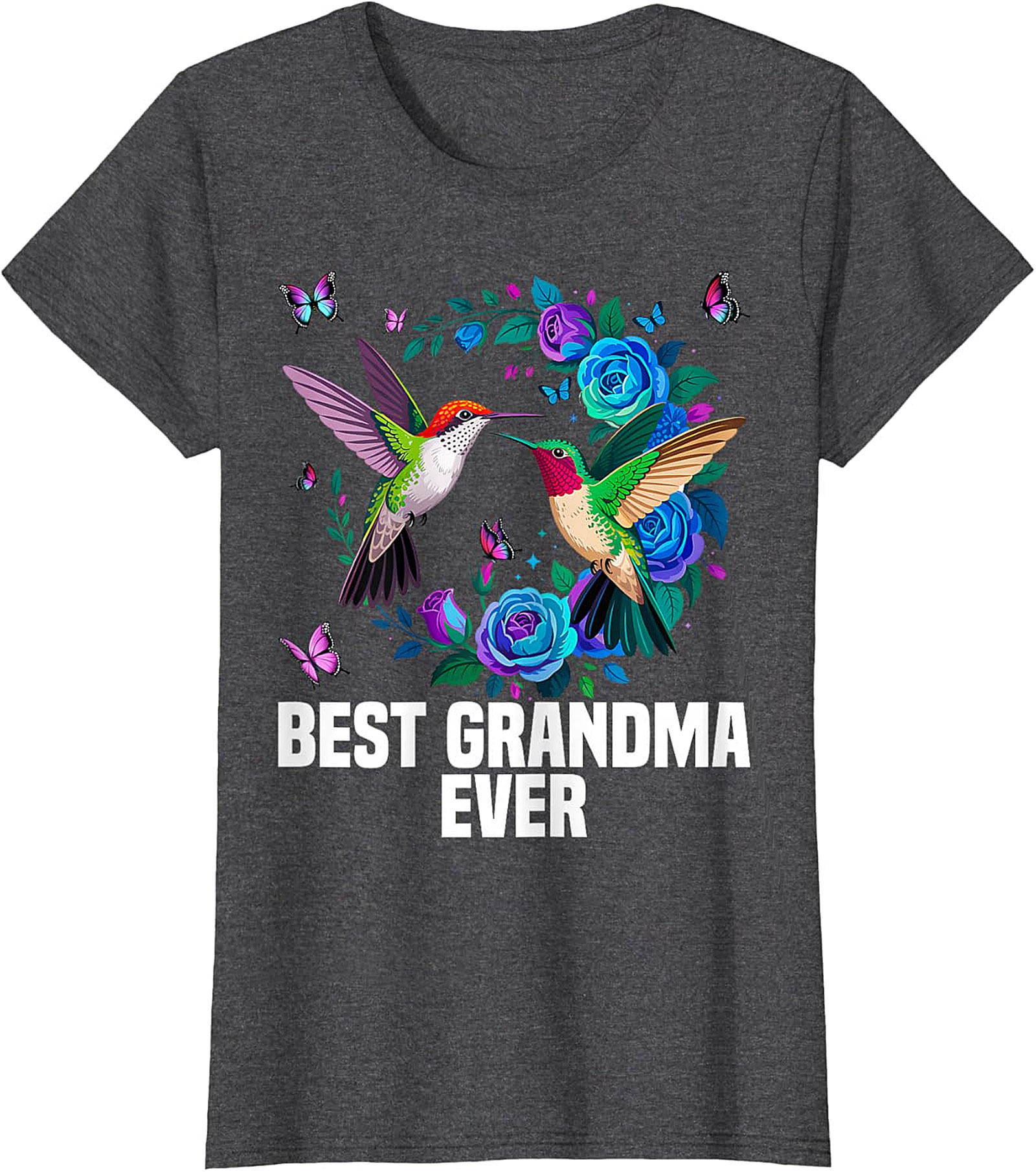 Best Grandma Ever Hummingbird T-shirt - Floral Graphic Tee