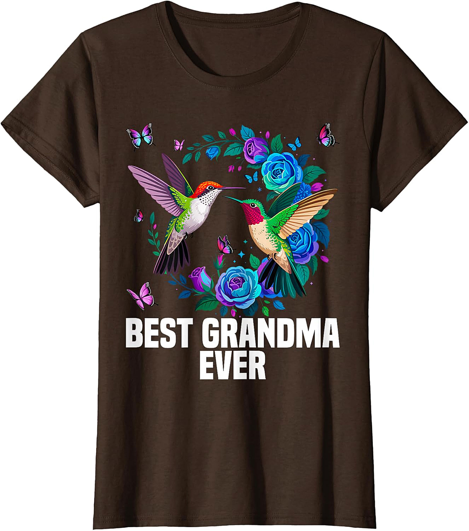 Best Grandma Ever Hummingbird T-shirt - Floral Graphic Tee