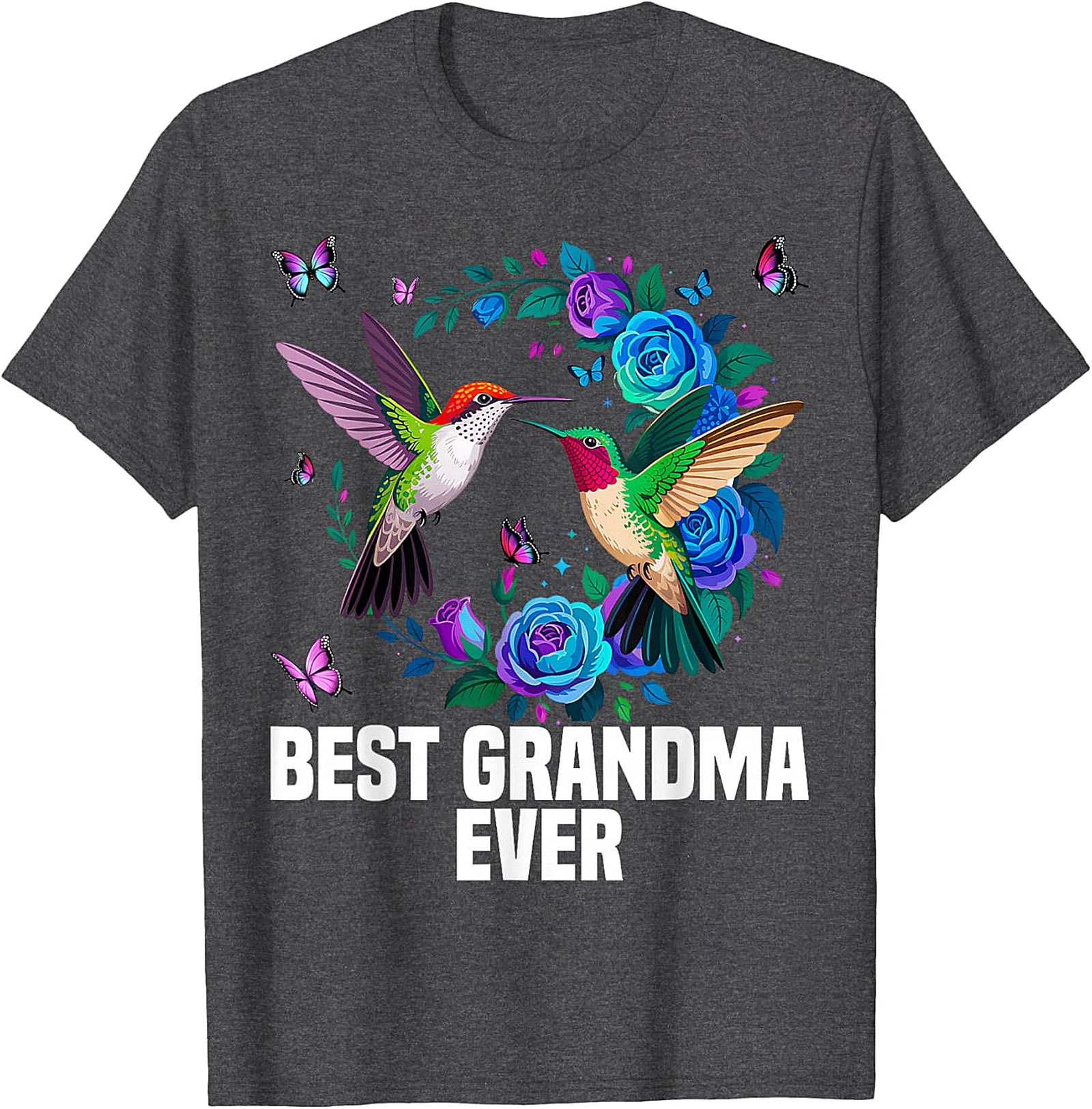 Best Grandma Ever Hummingbird T-shirt - Floral Graphic Tee