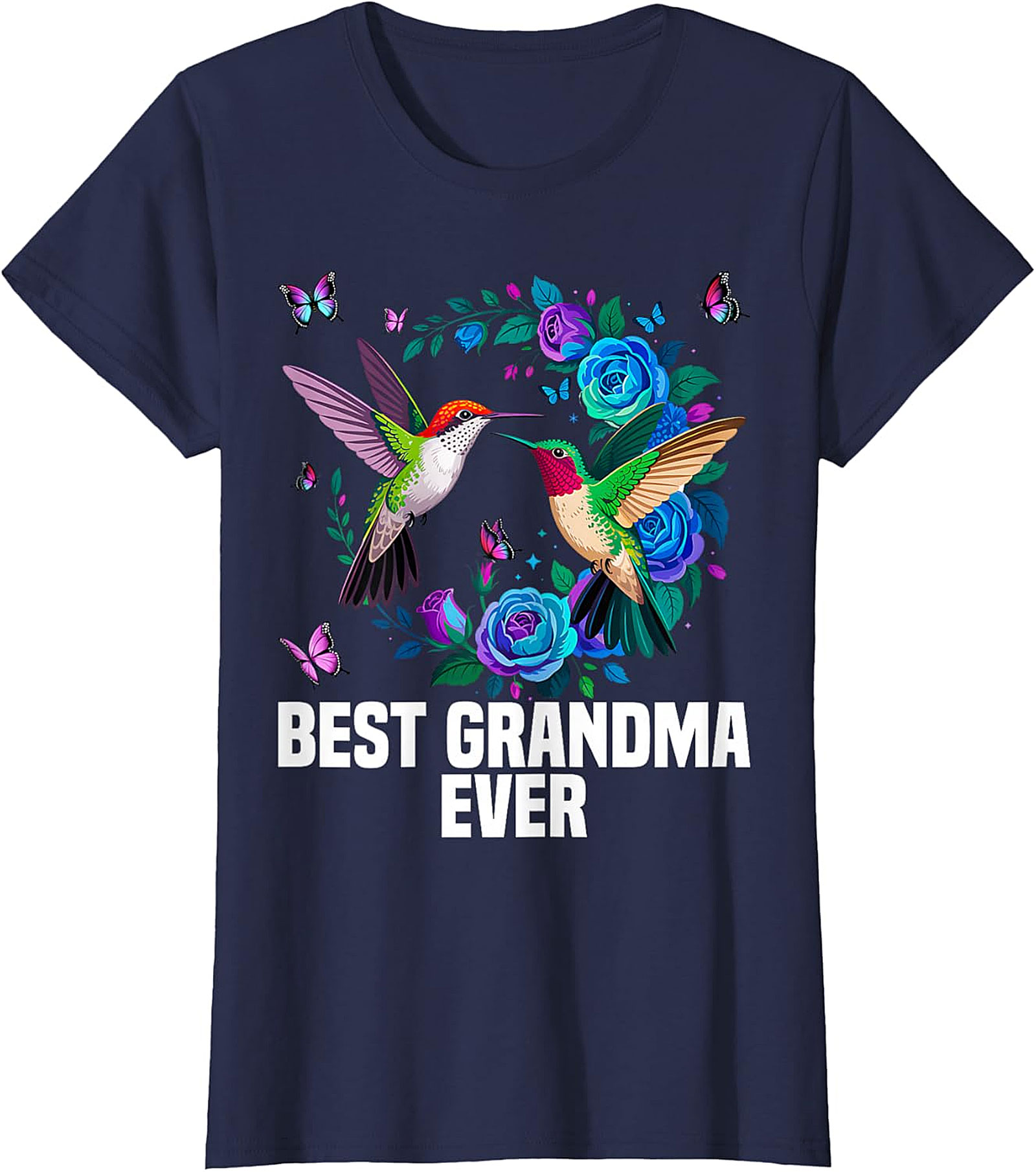 Best Grandma Ever Hummingbird T-shirt - Floral Graphic Tee
