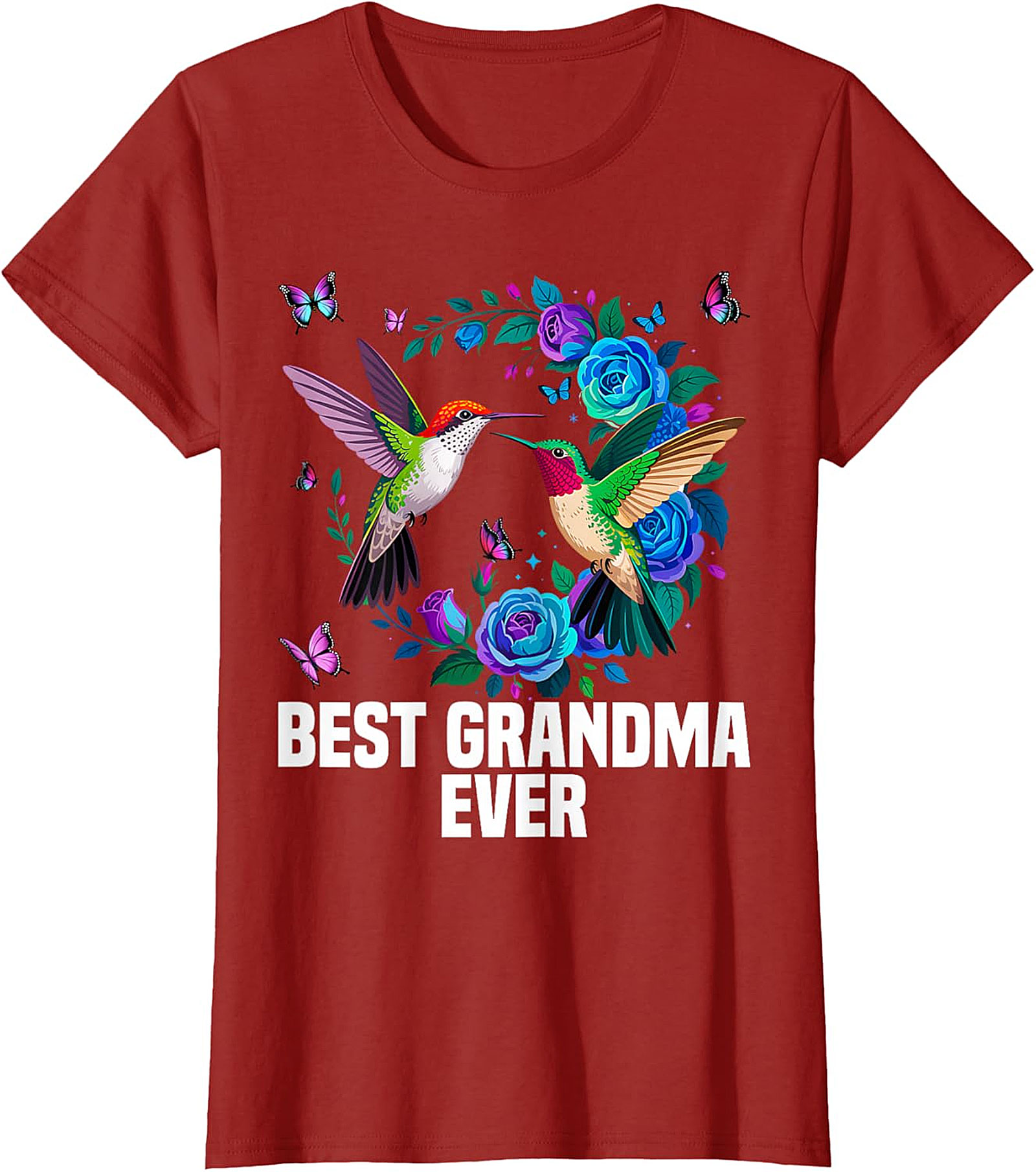 Best Grandma Ever Hummingbird T-shirt - Floral Graphic Tee