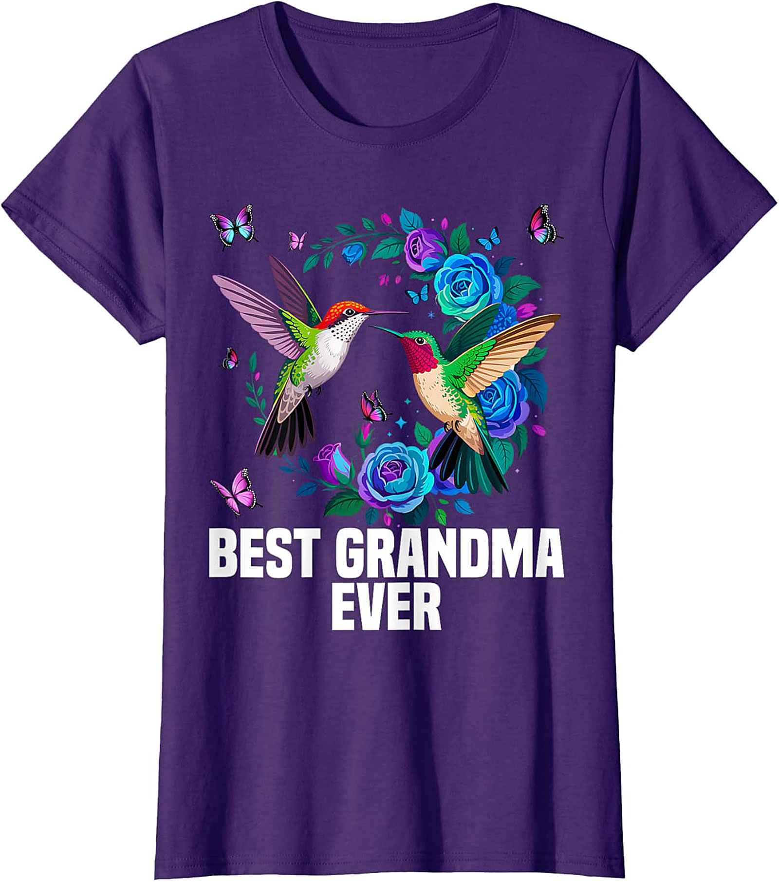 Best Grandma Ever Hummingbird T-shirt - Floral Graphic Tee