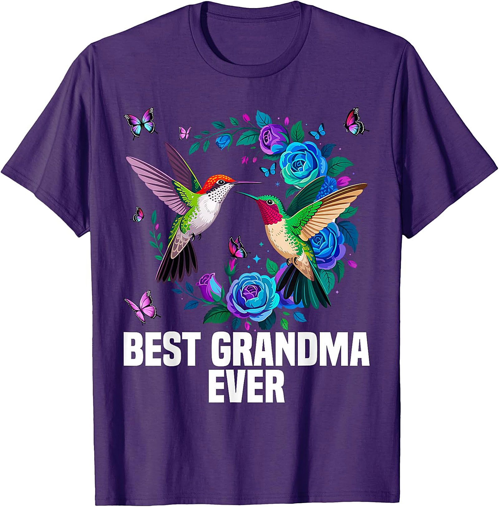Best Grandma Ever Hummingbird T-shirt - Floral Graphic Tee