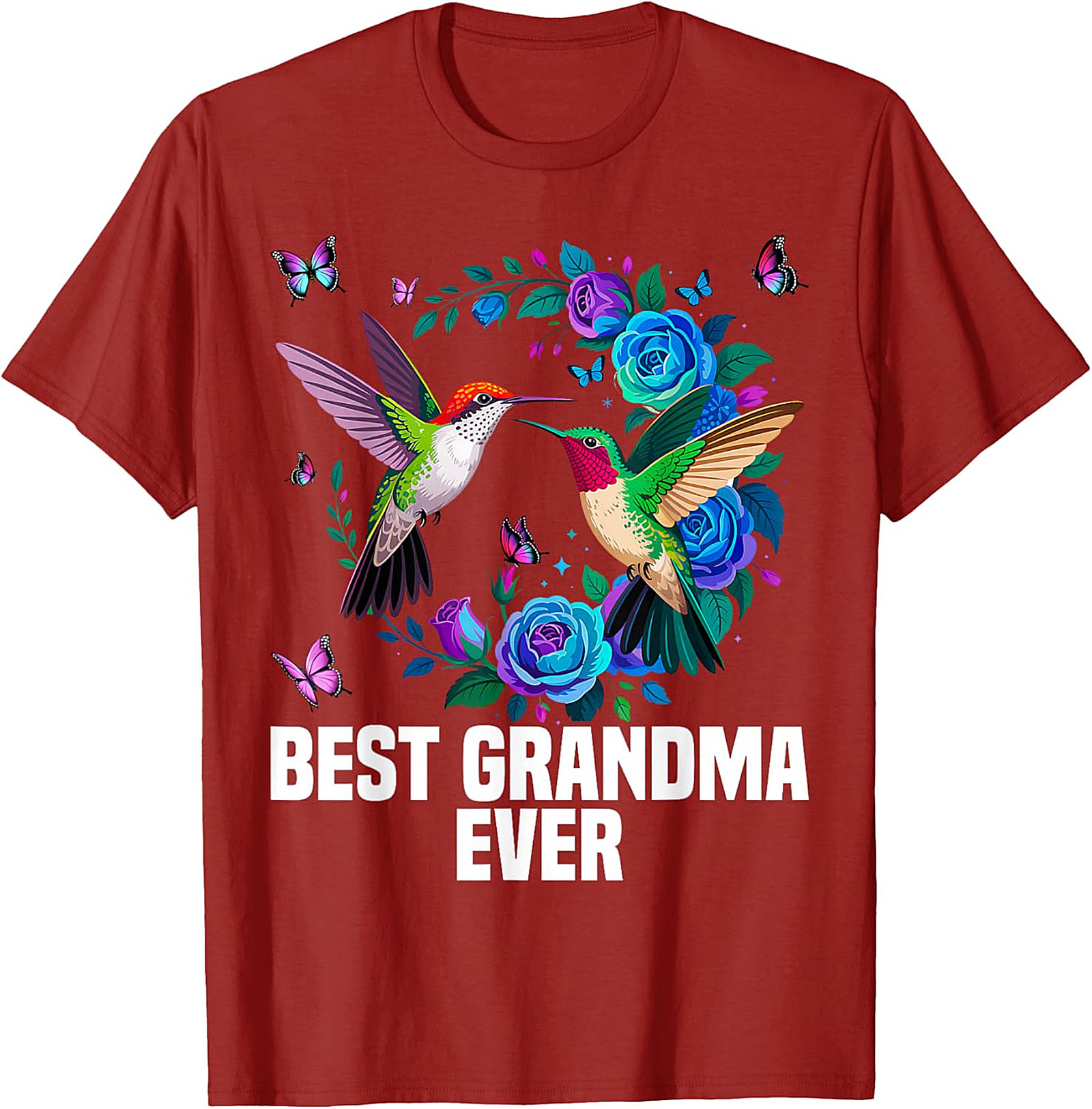 Best Grandma Ever Hummingbird T-shirt - Floral Graphic Tee
