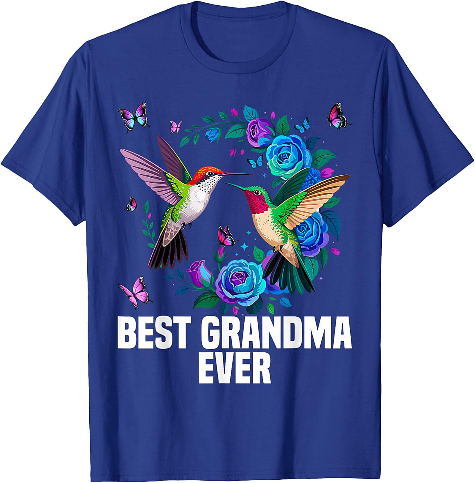 Best Grandma Ever Hummingbird T-shirt - Floral Graphic Tee
