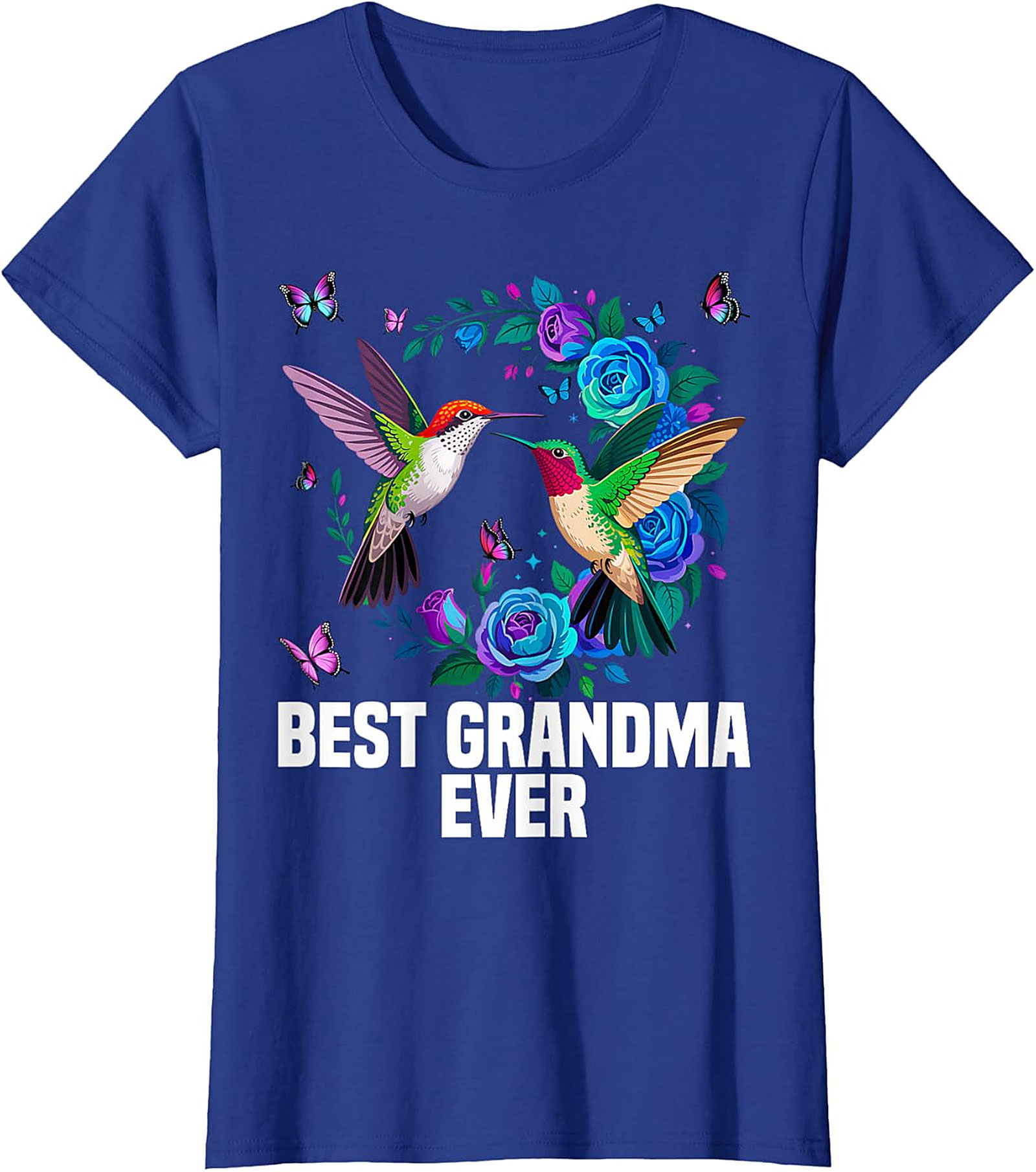 Best Grandma Ever Hummingbird T-shirt - Floral Graphic Tee