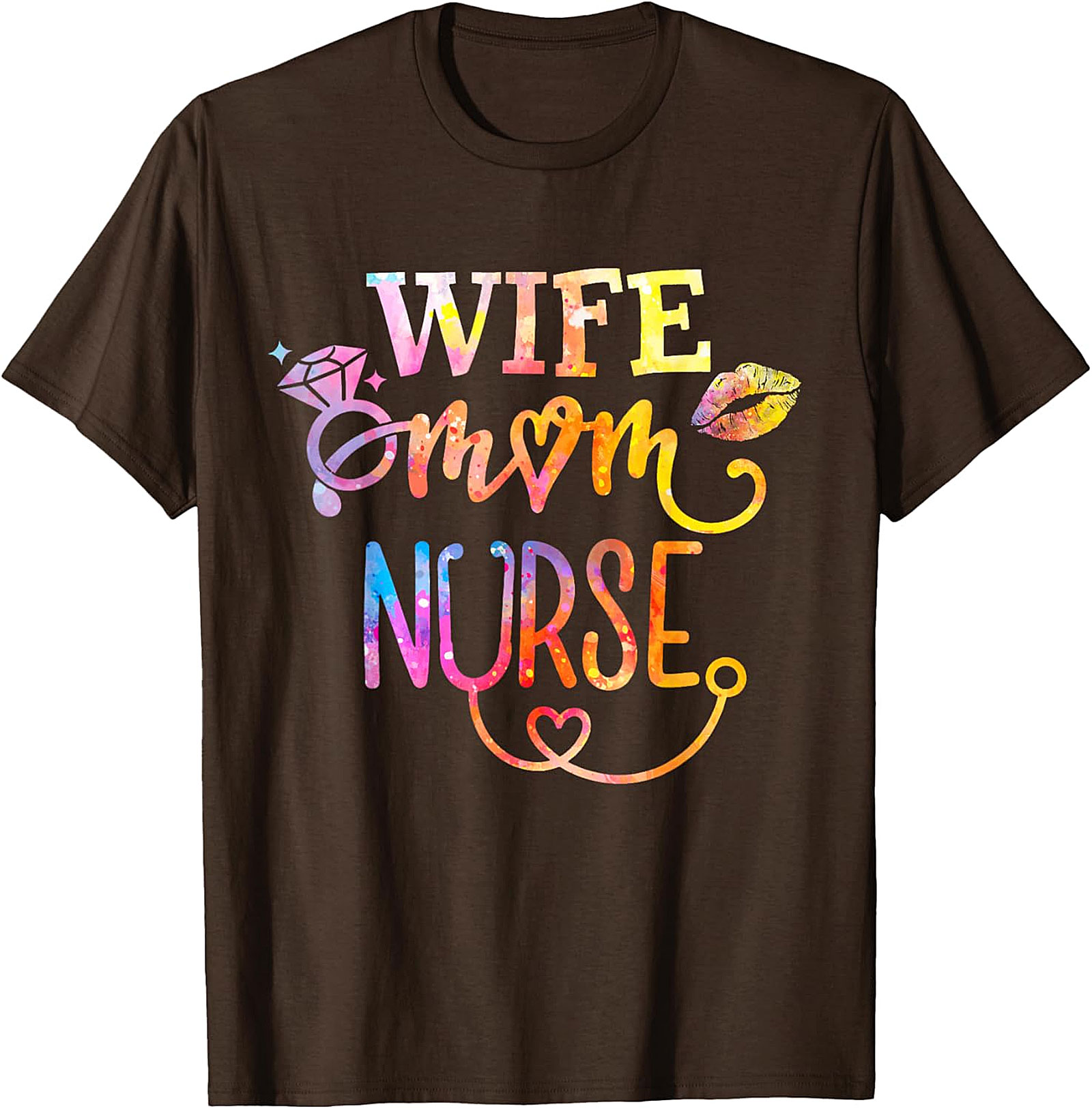 Wife Mom Nurse T-Shirt | Colorful Graphic Tee for Her