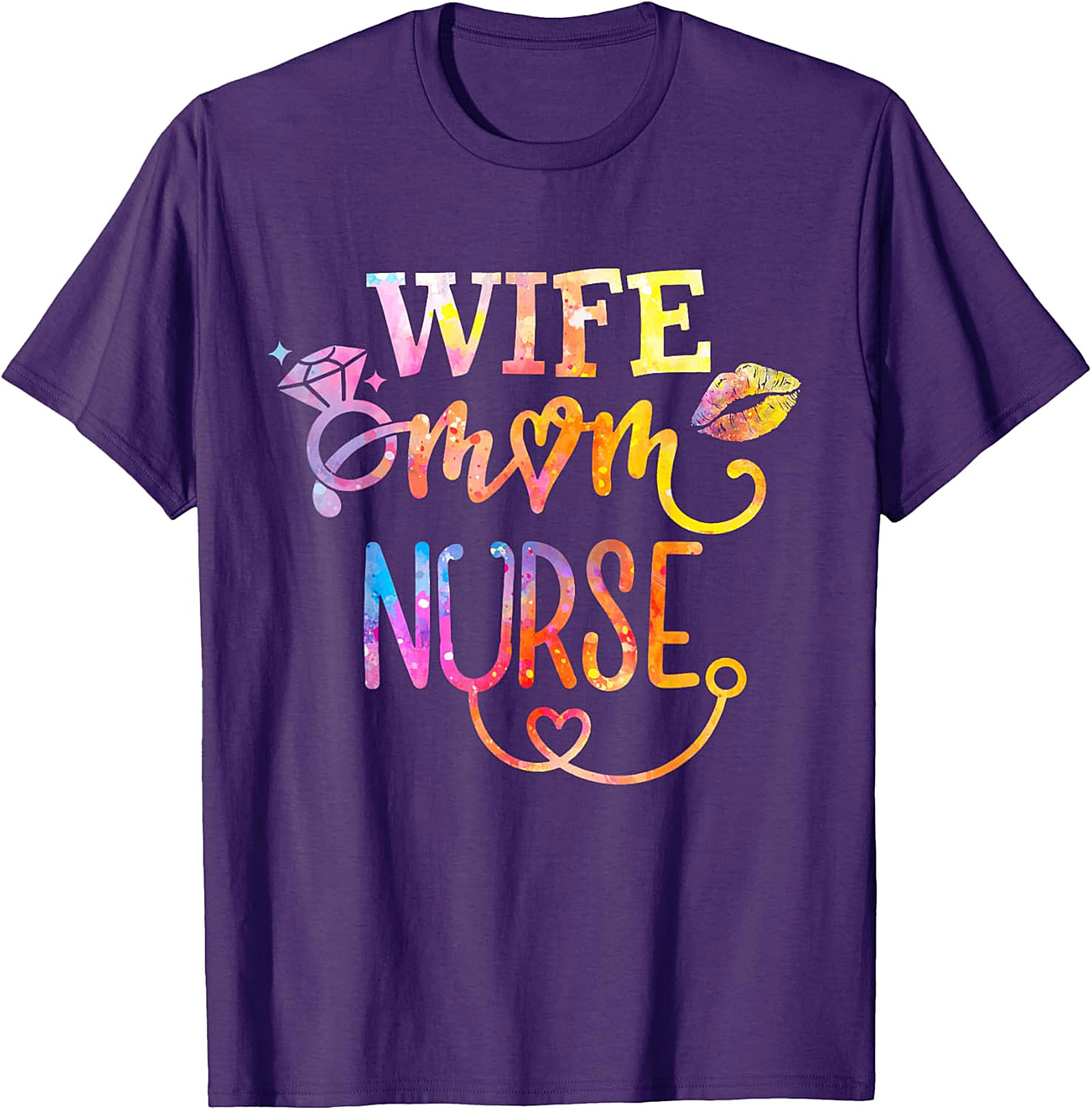 Wife Mom Nurse T-Shirt | Colorful Graphic Tee for Her