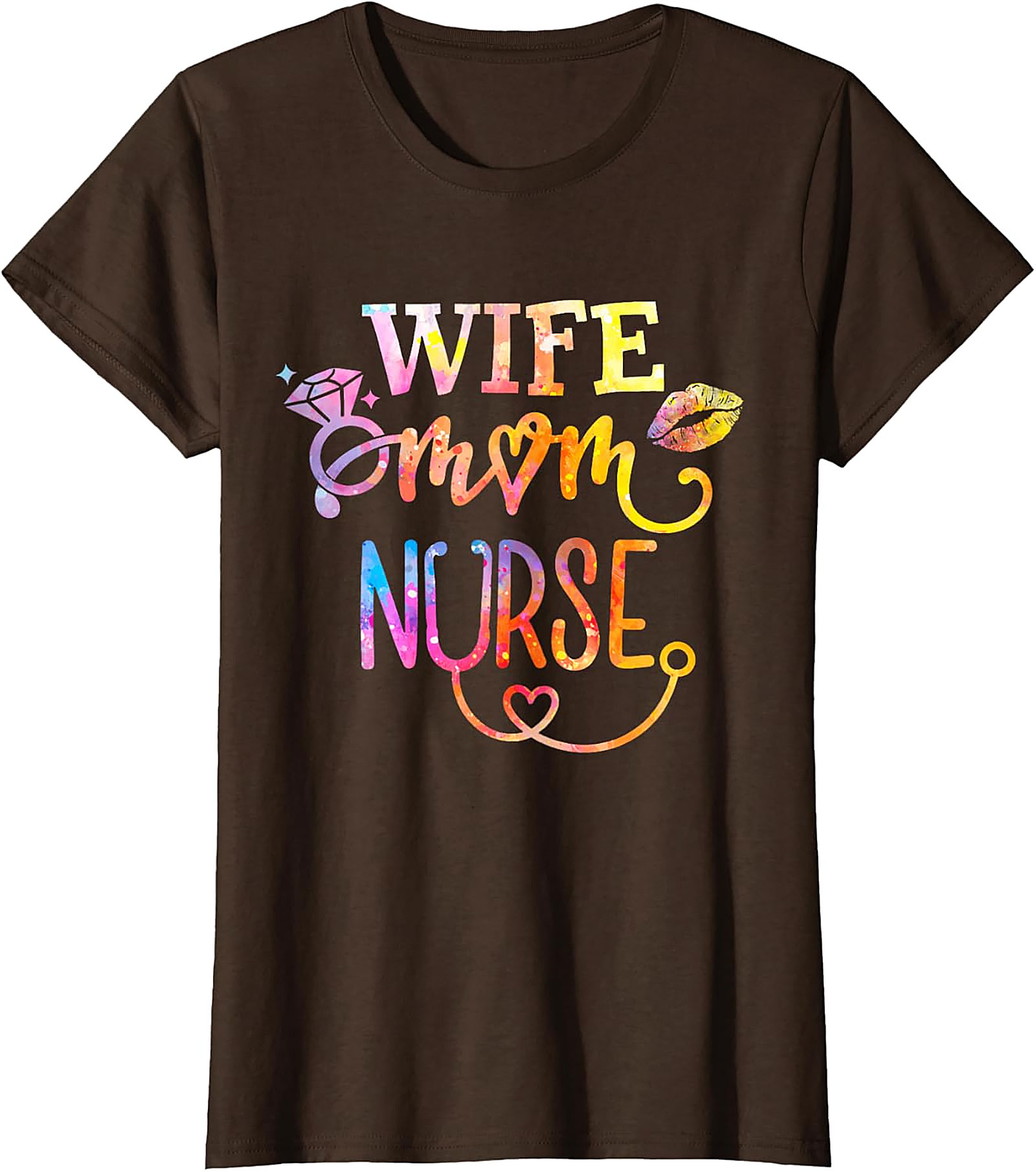 Wife Mom Nurse T-Shirt | Colorful Graphic Tee for Her