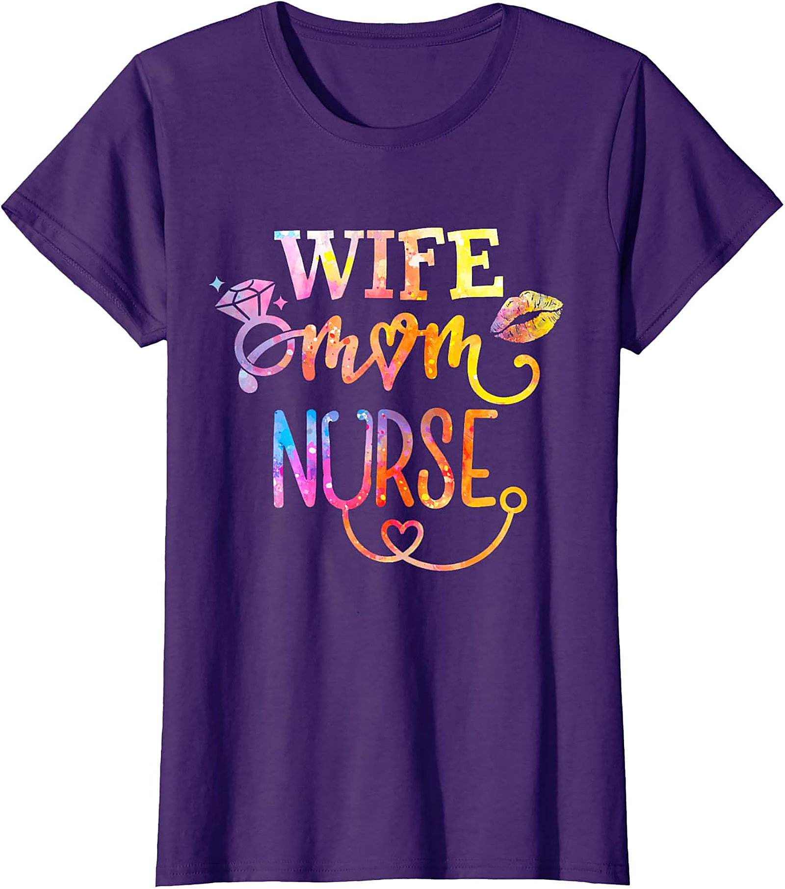 Wife Mom Nurse T-Shirt | Colorful Graphic Tee for Her