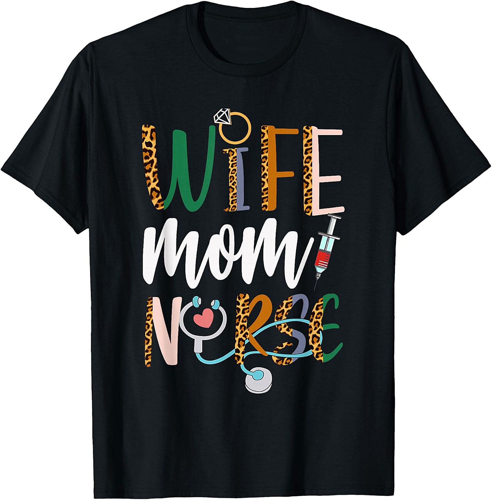 Wife Mom Nurse Leopard T-Shirt | Soft Unisex Graphic Tee