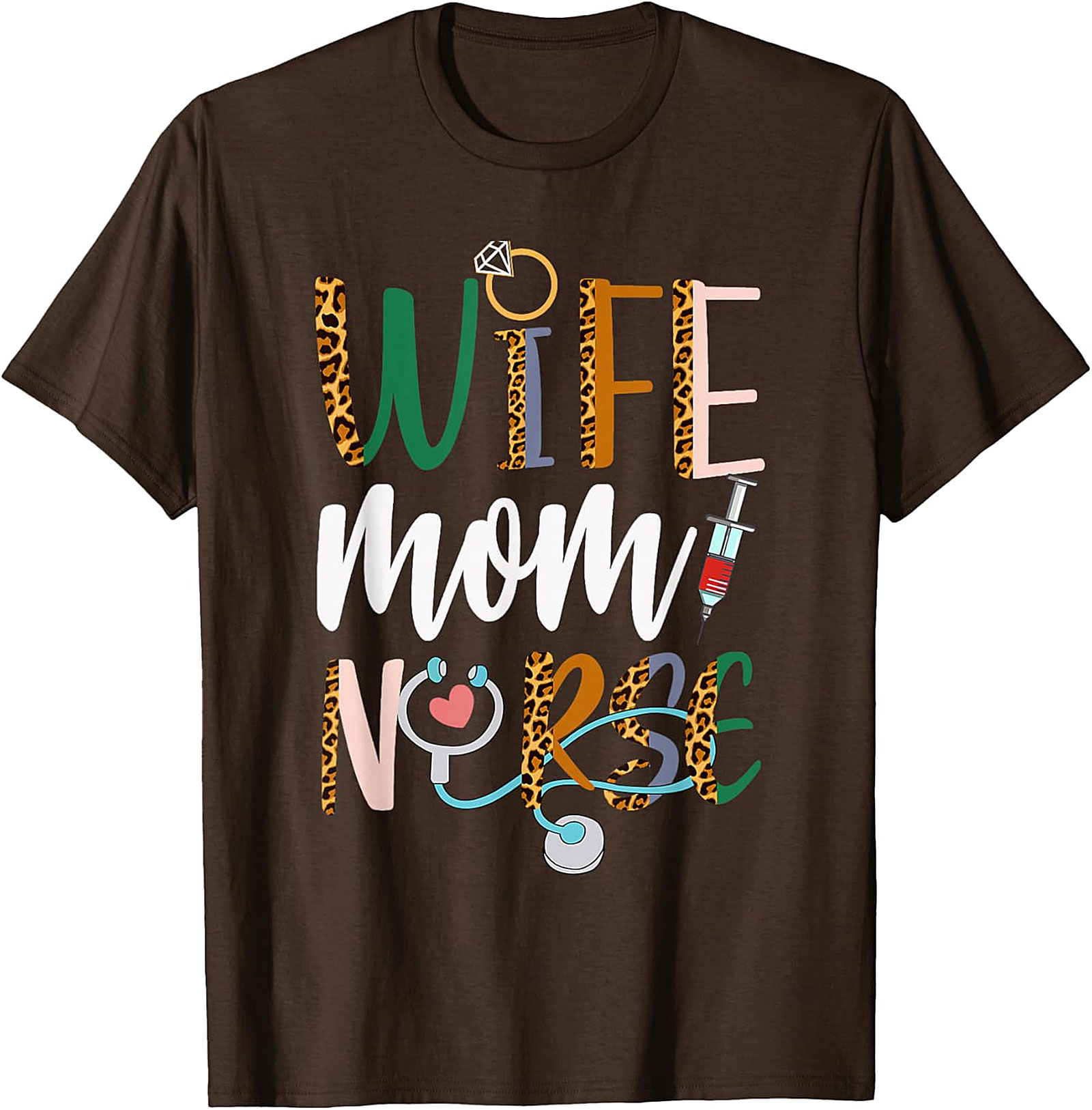 Wife Mom Nurse Leopard T-Shirt | Soft Unisex Graphic Tee