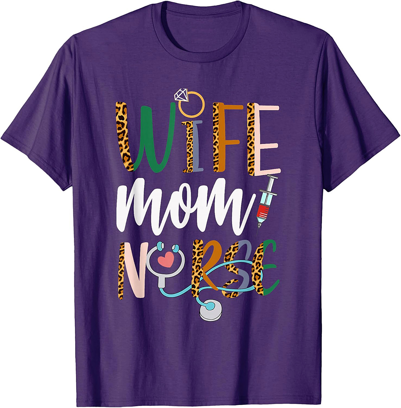 Wife Mom Nurse Leopard T-Shirt | Soft Unisex Graphic Tee