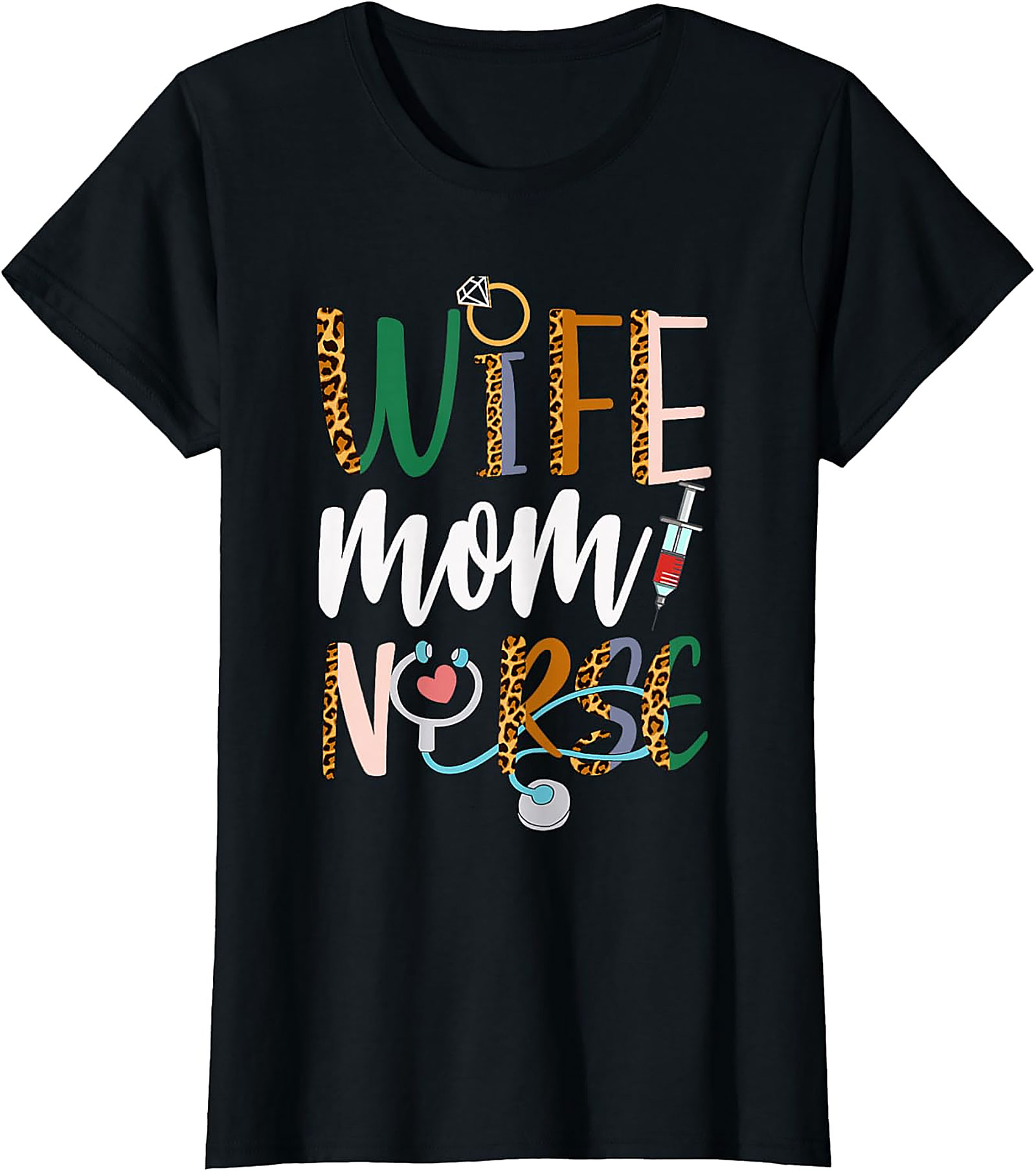 Wife Mom Nurse Leopard T-Shirt | Soft Unisex Graphic Tee