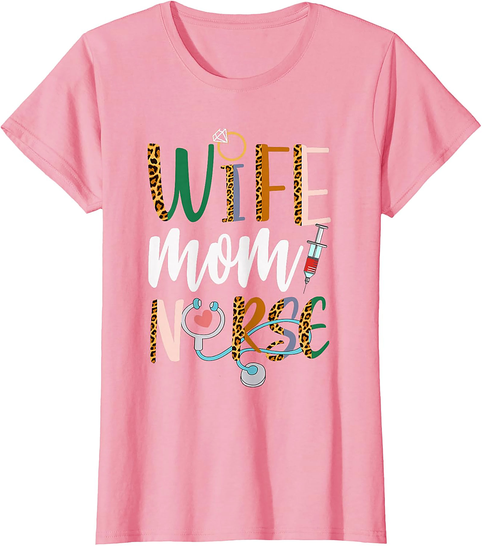 Wife Mom Nurse Leopard T-Shirt | Soft Unisex Graphic Tee