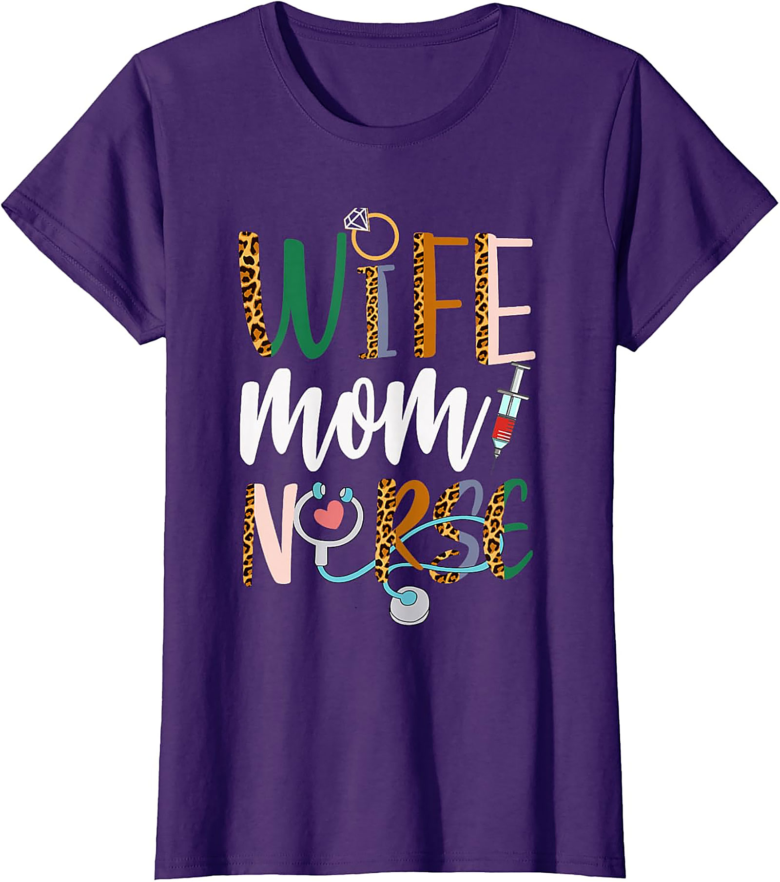 Wife Mom Nurse Leopard T-Shirt | Soft Unisex Graphic Tee