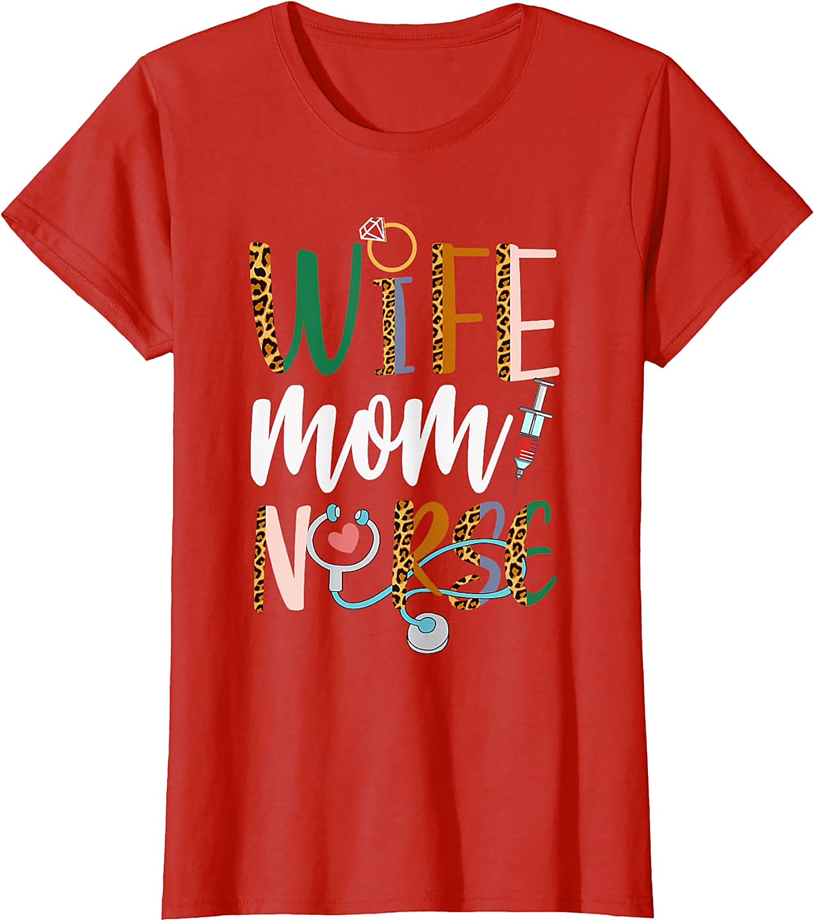 Wife Mom Nurse Leopard T-Shirt | Soft Unisex Graphic Tee
