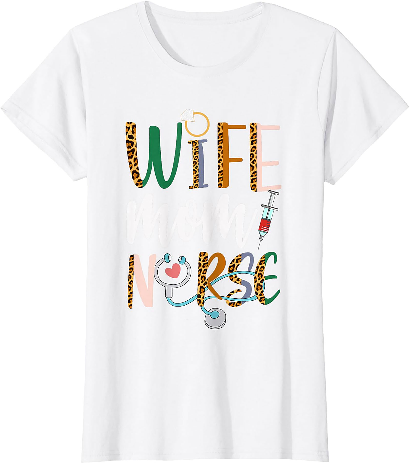 Wife Mom Nurse Leopard T-Shirt | Soft Unisex Graphic Tee