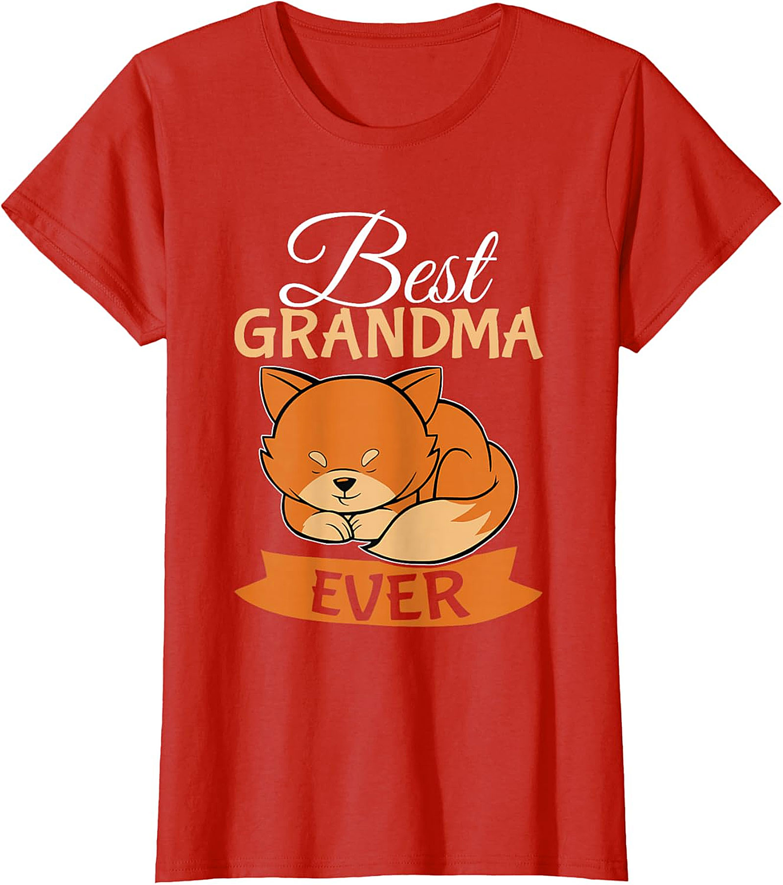 Best Grandma Ever Sleeping Fox Graphic Tee