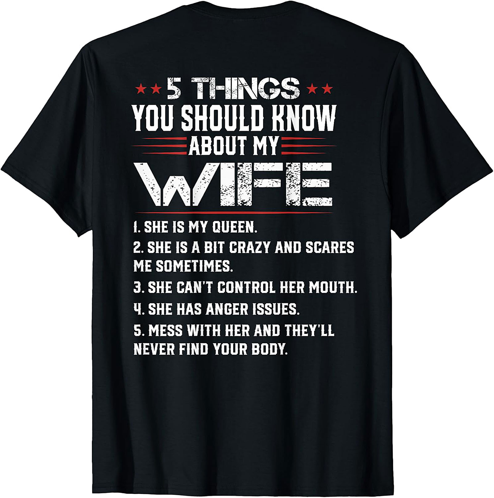 Funny Husband T-shirt - 5 Things About My Wife Graphic Tee