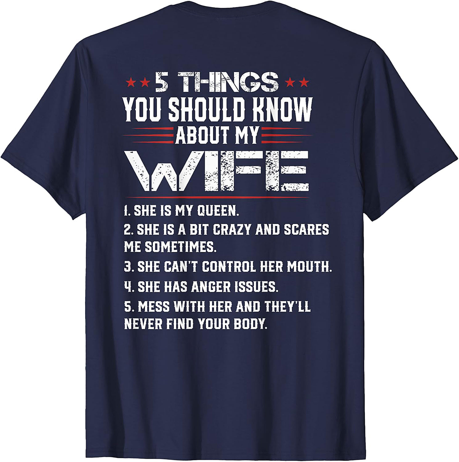 Funny Husband T-shirt - 5 Things About My Wife Graphic Tee