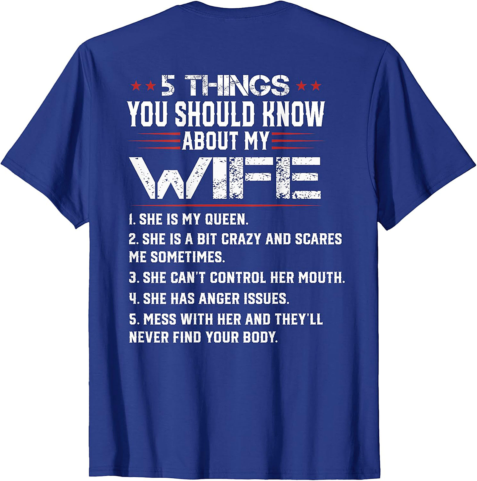 Funny Husband T-shirt - 5 Things About My Wife Graphic Tee