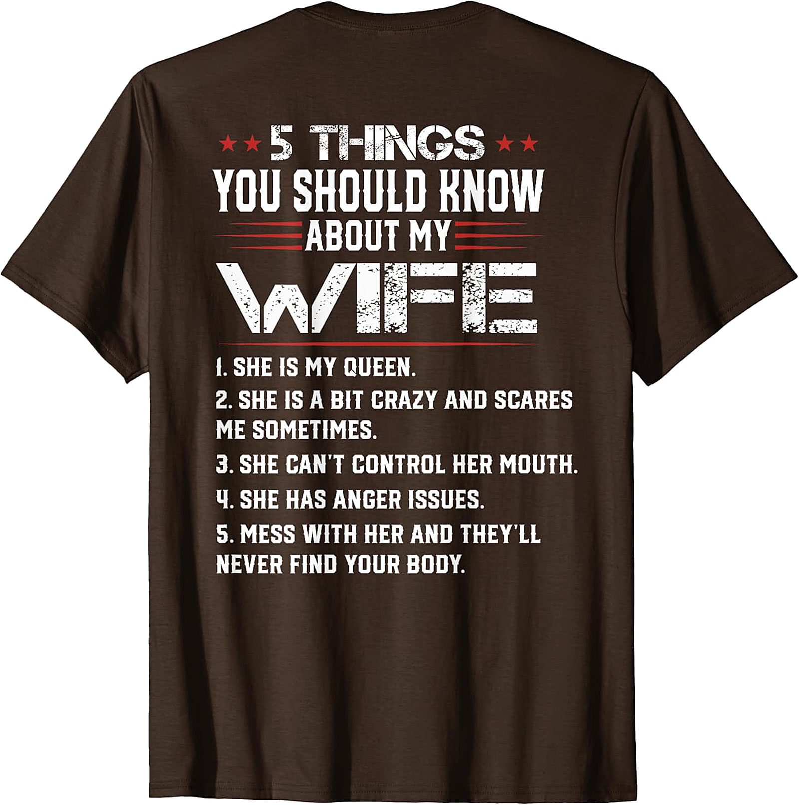 Funny Husband T-shirt - 5 Things About My Wife Graphic Tee