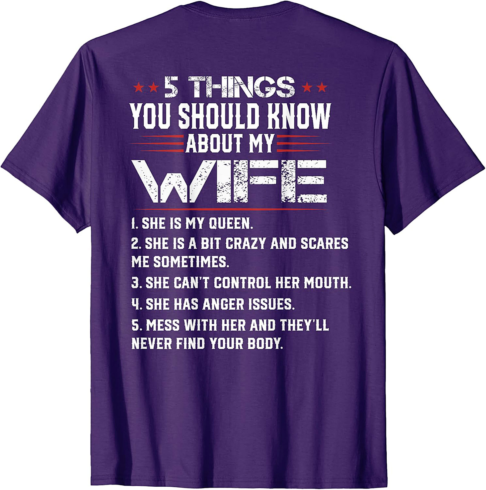 Funny Husband T-shirt - 5 Things About My Wife Graphic Tee