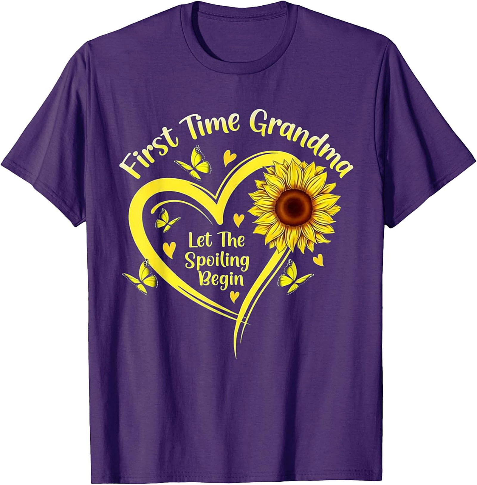 First Time Grandma T-shirt - Sunflower Spoiling Begin Tee