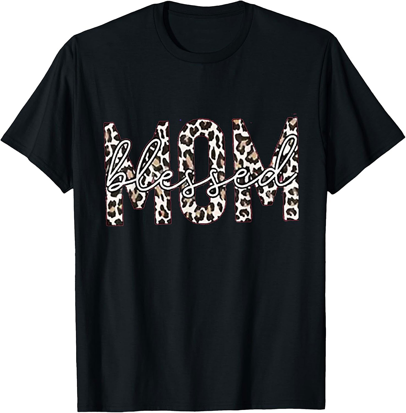 Blessed Mom Leopard T-Shirt Trendy Mama Graphic Tee