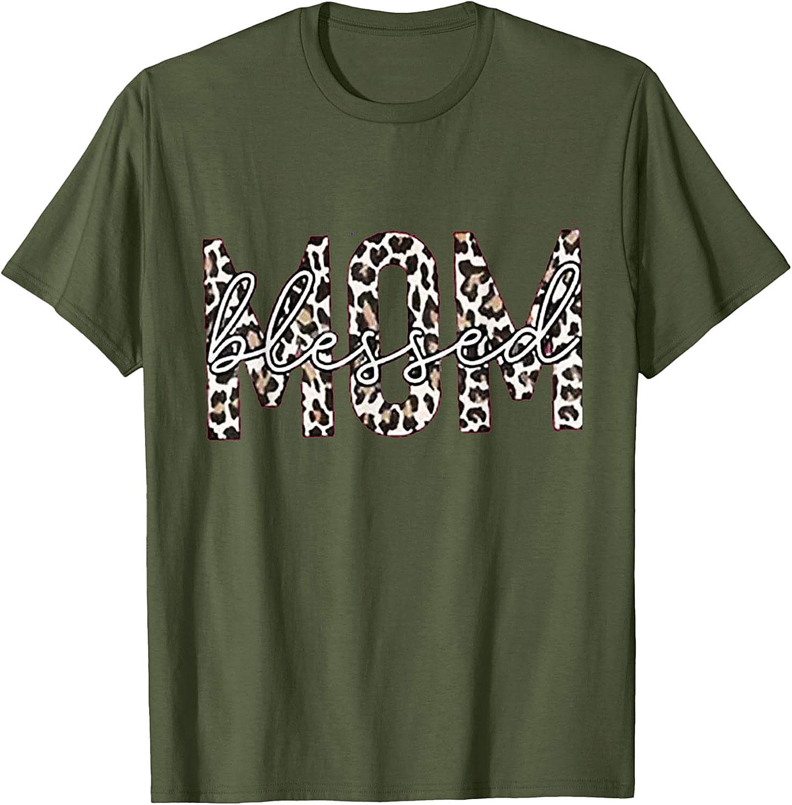 Blessed Mom Leopard T-Shirt Trendy Mama Graphic Tee