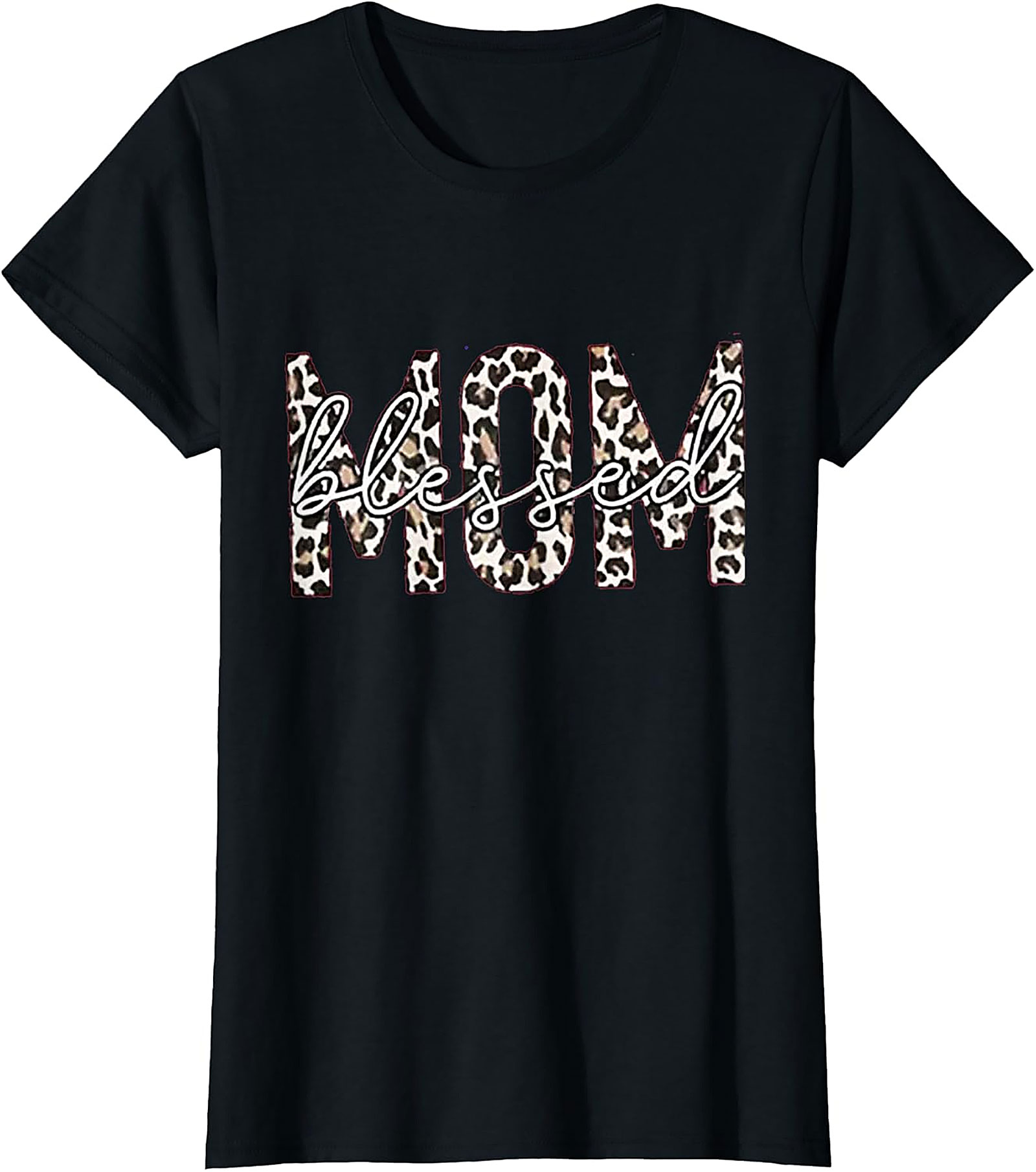 Blessed Mom Leopard T-Shirt Trendy Mama Graphic Tee