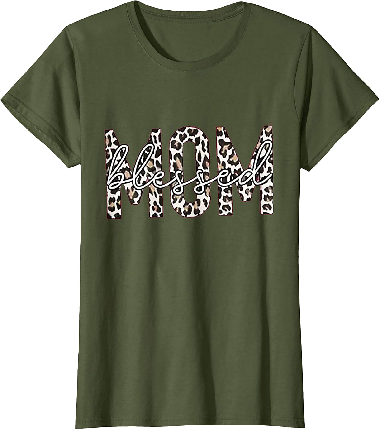 Blessed Mom Leopard T-Shirt Trendy Mama Graphic Tee
