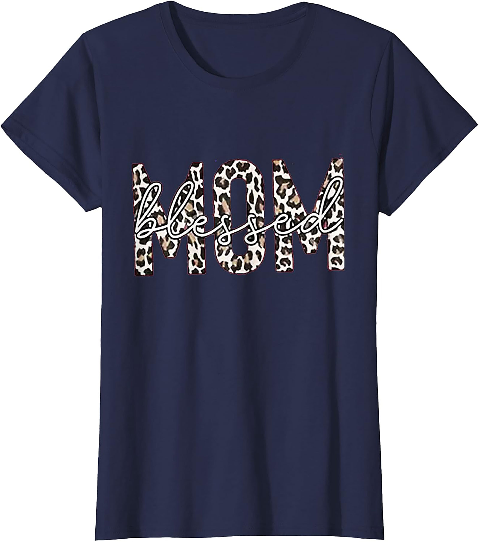 Blessed Mom Leopard T-Shirt Trendy Mama Graphic Tee
