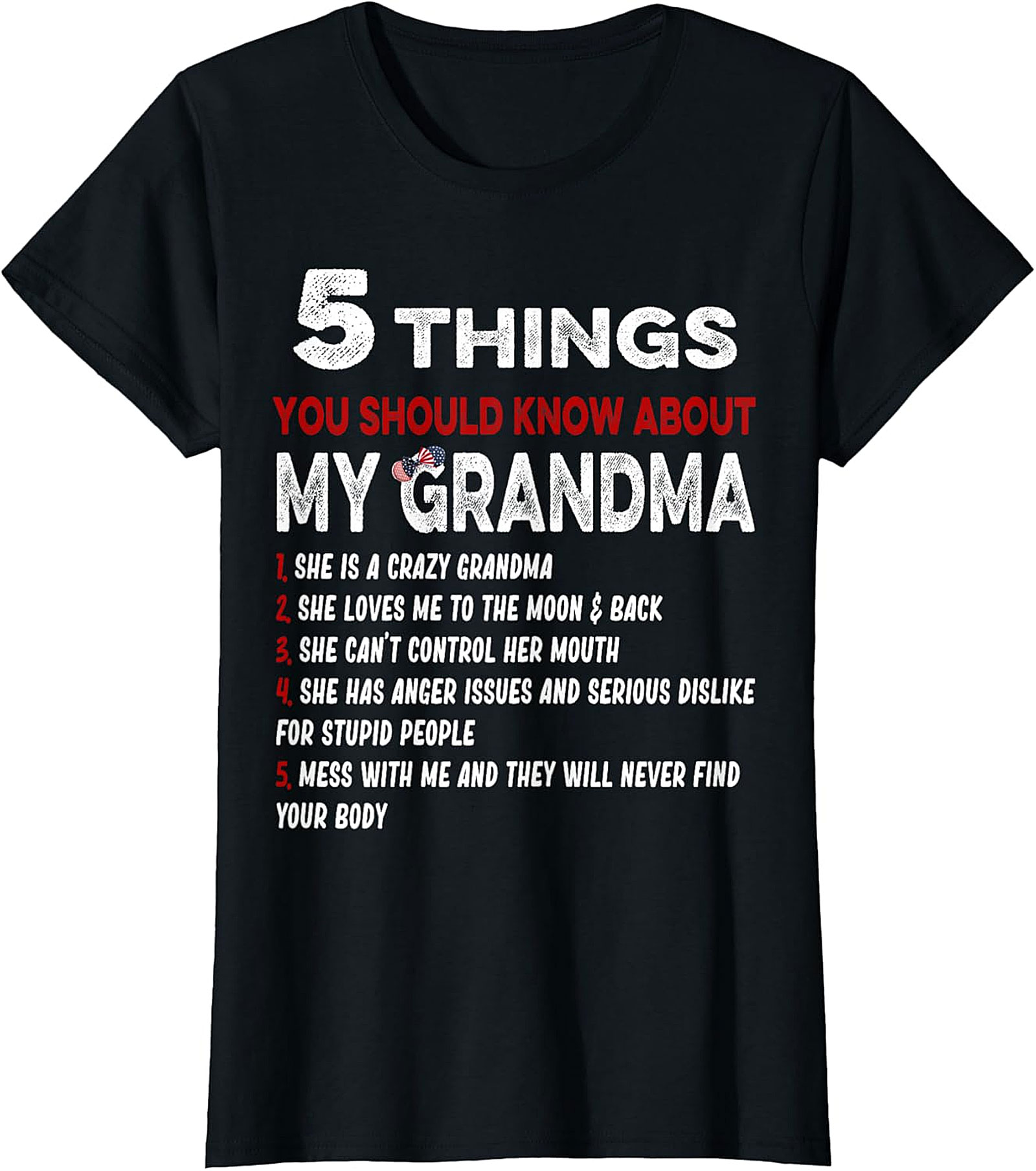 5 Things About My Grandma Funny T-Shirt | Soft Cotton Tee